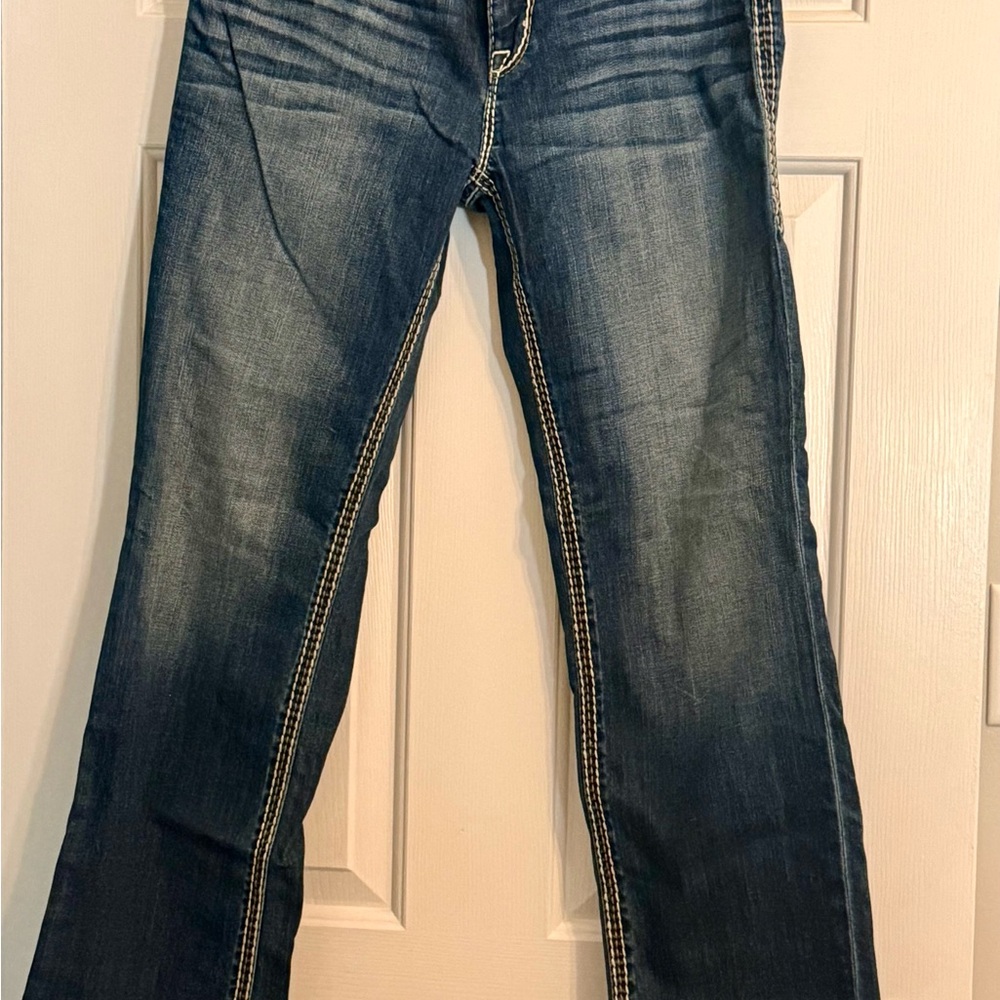 Rock Revival Women’s Letbury Jeans with Amber and Cream Contrast Stitching - Picture 4 of 6